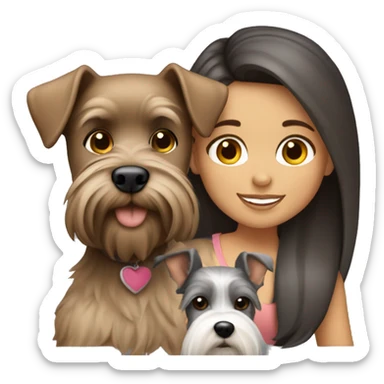 brunette tan girl with schnauzer dog sticker
