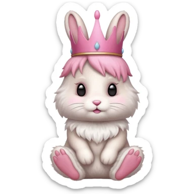 bunny with pink crown sticker