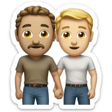 white Men in pants wear kissing sticker
