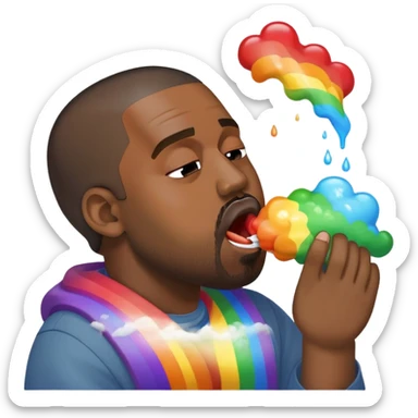 Kanye vomiting a rainbow out of his mouth sticker