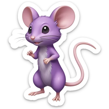 Rattata, classic purple mouse Pokémon, standing on two legs, energetic pose sticker