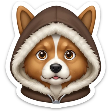 Dog with a hood sticker