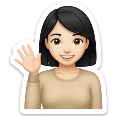 smiling girl with black hair saying Thankyou  sticker