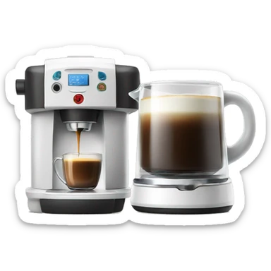 Coffee machine with a mug of coffee and milk container sticker