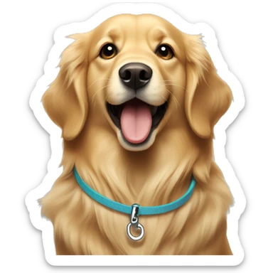 golden retriever holding a leash in her mouth sticker