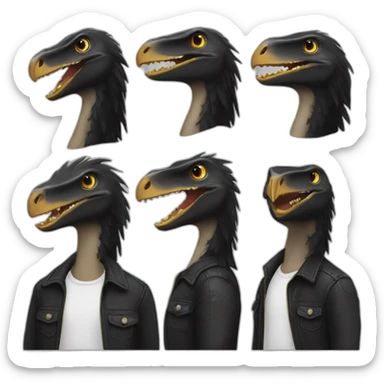 velocitaptor wearning a black jacket sticker