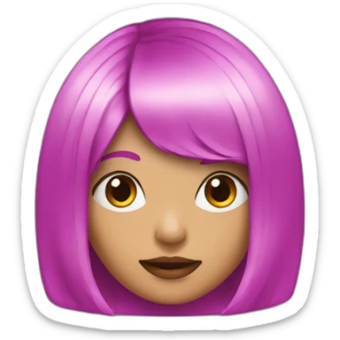 girl with purple eyes, hot pink bob haircut sticker