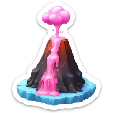 volcano but instead of lava coming out it is pink liquid with ice cubes sticker
