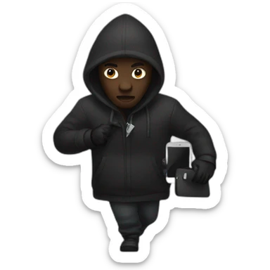 Black thief carrying stolen phone sticker