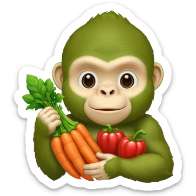 A green gorilla that loves vegetables and is part of a kindergarten named banban's kindergarten sticker