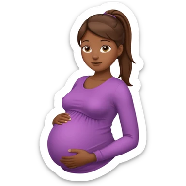 pregnant woman, brown hair, dark skin, ponytail, only abdomen, neck and head sticker