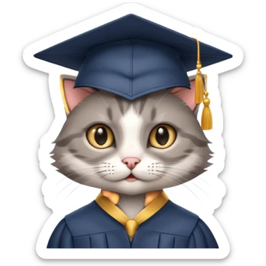 кот со шляпой выпускника sticker
