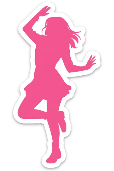 pink kpop idol silhouette dancing, energetic sticker