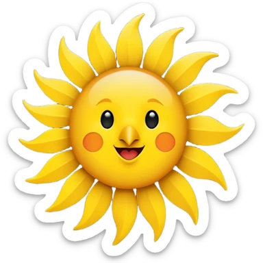 stylized sun with a small bird silhouette, minimal and bold, emoji style, no text sticker