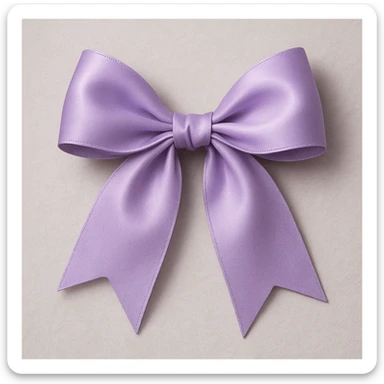 a lavender bow, soft and elegant, with gentle curves and a subtle sheen sticker
