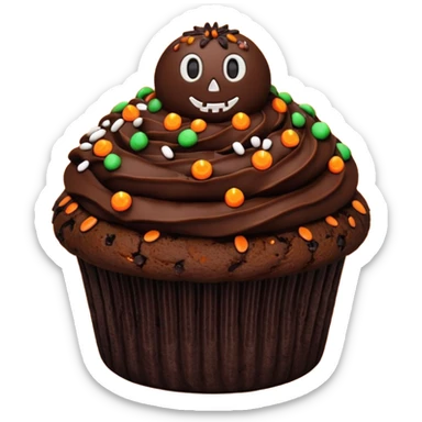 chocolate muffin with halloween decoration on top sticker