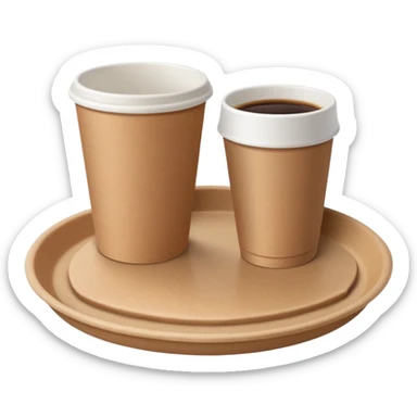 simple brown kraft paper plate and cup set, soft matte texture, lightweight feel, plate slightly concave with smooth edges, cylindrical open cup showing thickness, no food, no utensils, no branding, plain cardboard items, soft lighting, subtle shadows, emoji scale sticker