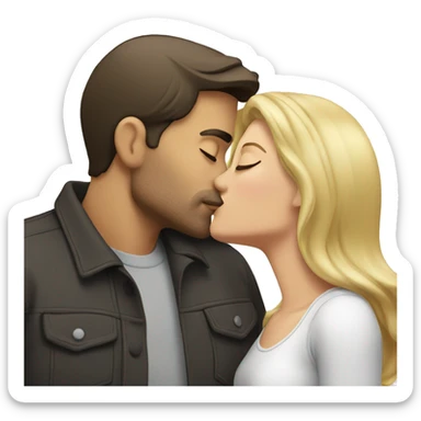 Brunette man kissing blonde woman sticker