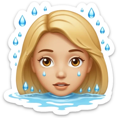 Girl face with water flashing in it sticker