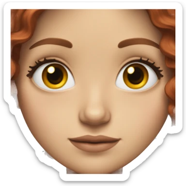 white girl with long dark red wavy hair and brown eyes with long eyelashes sticker