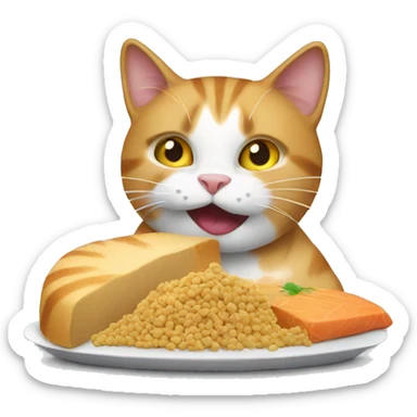 Cat eating food sticker