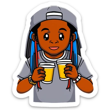 lil wayne with a double cup where one styrofoam cup is stacked inside another sticker