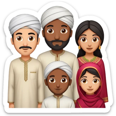 5 bestfriends: 1 Moroccan man, 1 Arab man, 1 Iranian girl, 1 Indian girl, 1 black man sticker