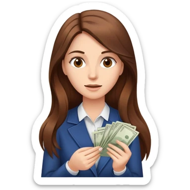 Femme au cheveux long et châtain qui compte des billets  sticker