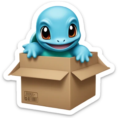Squirtle behind box sticker