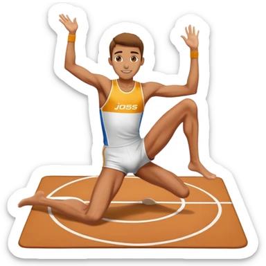 high jumper landing on the mat, celebratory pose sticker
