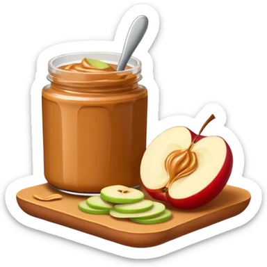 sliced apple with peanutbutter sticker