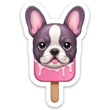 Pink Popsicle in the shape of French Bulldog sticker