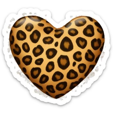 leopard print heart sticker