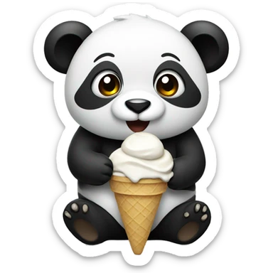 Panda eating ice cream sticker
