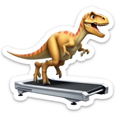 dinosaur runs on a treadmill sticker