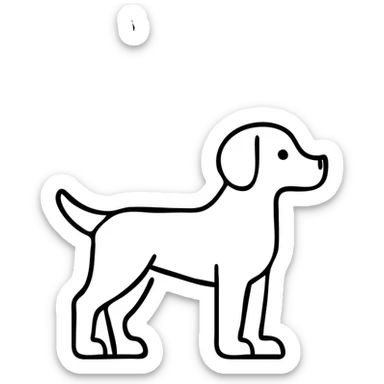 Place the black labrador retriever graphic on a yellow t-shirt, keeping a minimalist outline style with clean black outlines and no fill, emphasizing simplicity and clarity. sticker