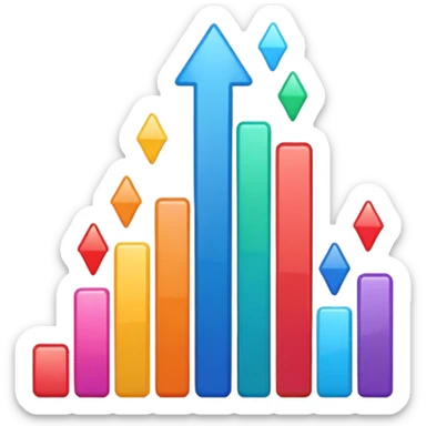 upward graph bursting play button sticker