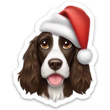 Springer spaniel with Santa hat sticker