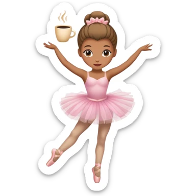 A ballerina but instead of a head it is a coffee cup sticker