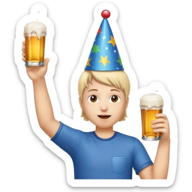 throwing beer can with the arm up in the air at party sticker