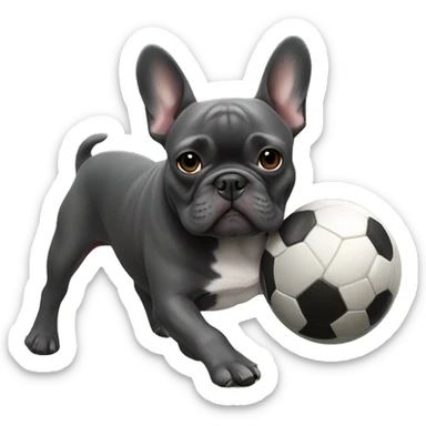 dark gray french bulldog playing soccer sticker