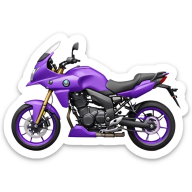 Créer un emoji copiable sur mon système iOS avec une moto mt07 noir mate / violet plus foncé que tu as et iridescent. le style de la mt07 doit être en sport. sticker