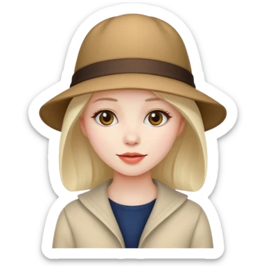 Woman with no hair wearing a cute hat  sticker