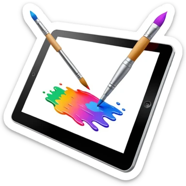 paintbrush drawing on a tablet screen sticker