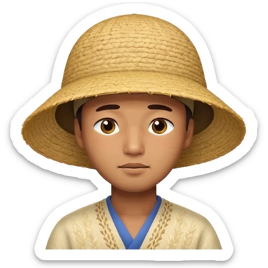 Asian guy with a rice hat, eyes more closed sticker