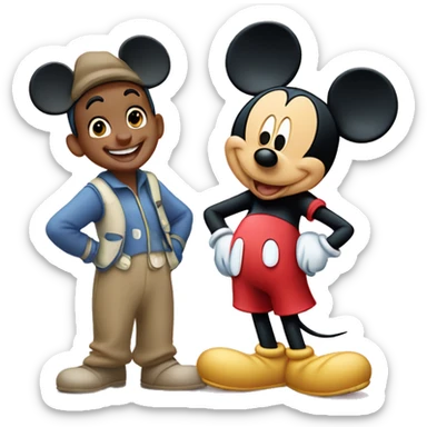 mickey mouse and mini mouse in the disney land sticker