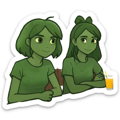 girl and boy at bar sticker
