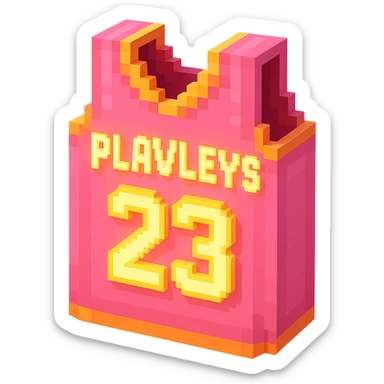 розовая баскетбольная майка со светящейся надписью "23 PLAVLEYS", no background sticker