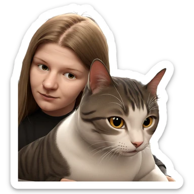 girl with cat indoors sticker