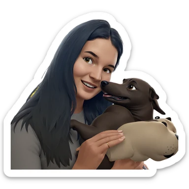 happy girl with dog indoors sticker